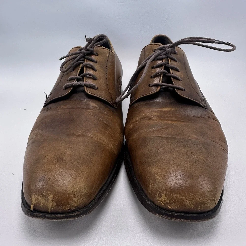 Hugo Boss Men's Brown Dress Shoes Size 9 US Derby Plain‎ Toe